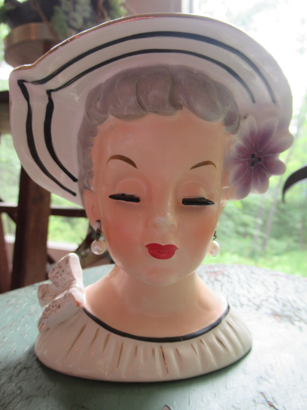 Vintage Lady Head Vase MINT 60's Relpo K962 Midcentury Etsy Australia