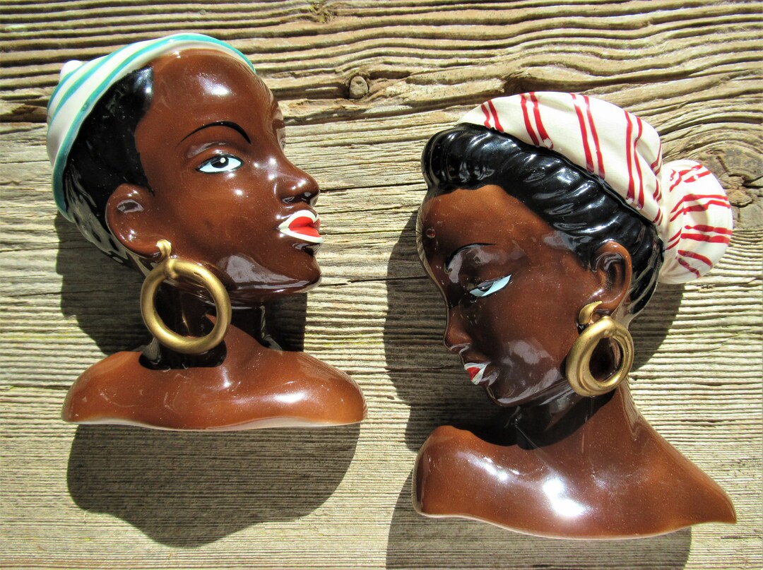 Vintage Lady Head Wall Pockets 60's Made in Japan Etsy