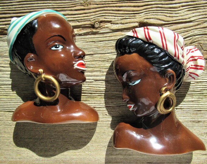 Vintage Lady Head Wall Pockets 60's Made in Japan Etsy