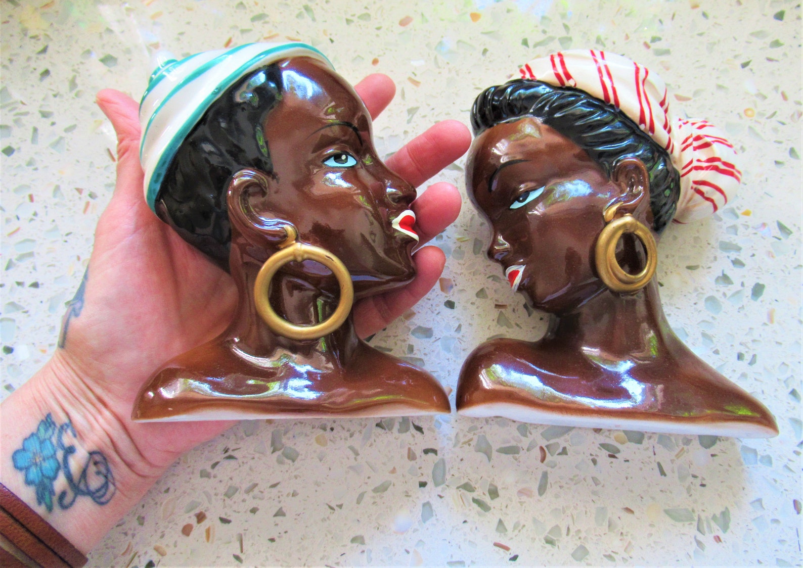 Vintage Lady Head Wall Pockets 60's Made in Japan Etsy