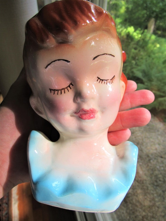 クリスマスの装飾に最適なビンテージ レディヘッドベース 陶器製の置物