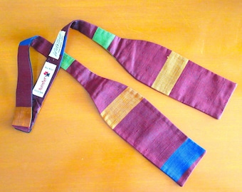 Mucha jedwabna VTG z lat 60. Rooster Dupioni, wykonana dla Lord & Tayor „The Man's Shop”