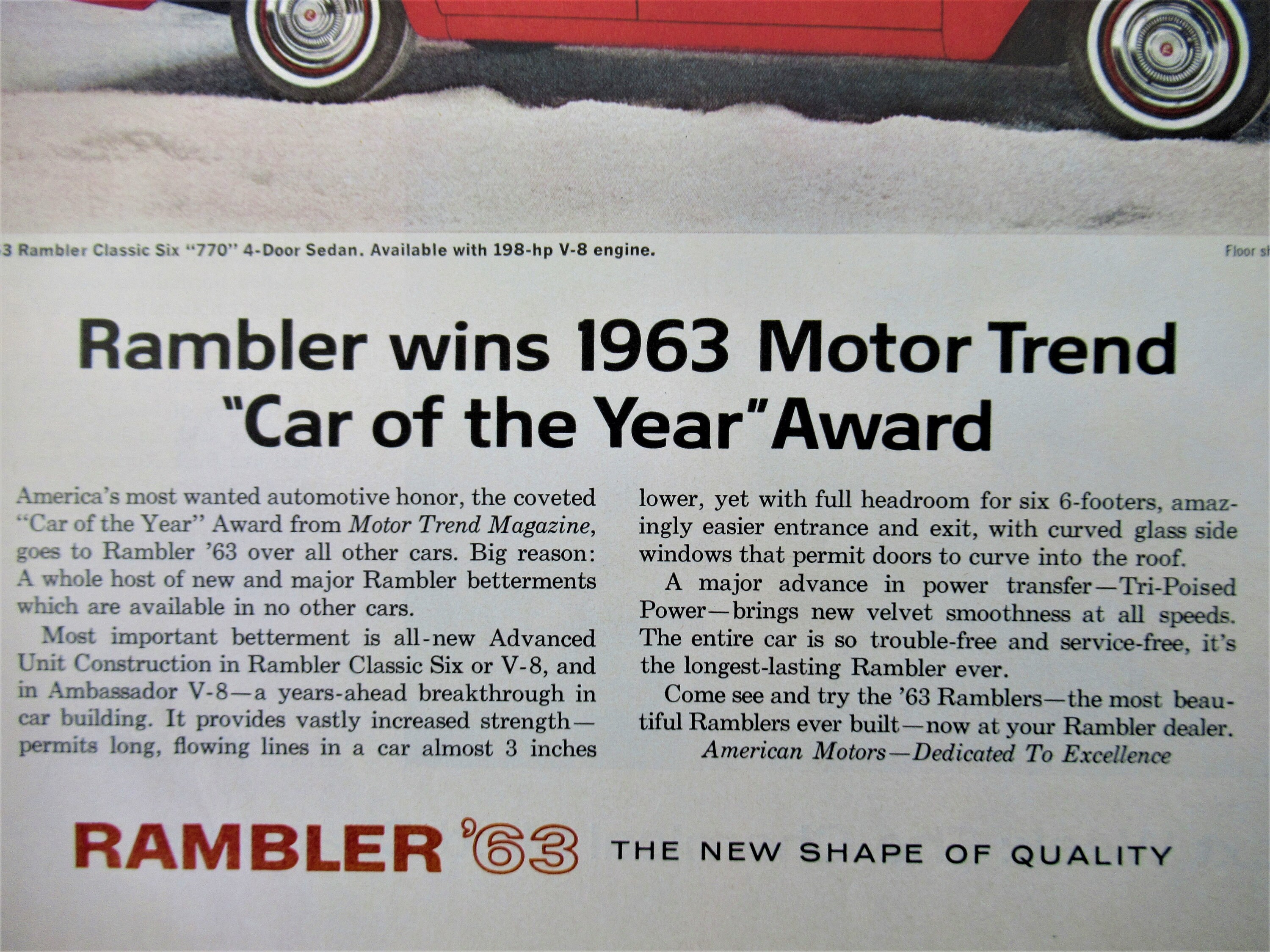 Vintage Ad RAMBLER '63 Classic Six 