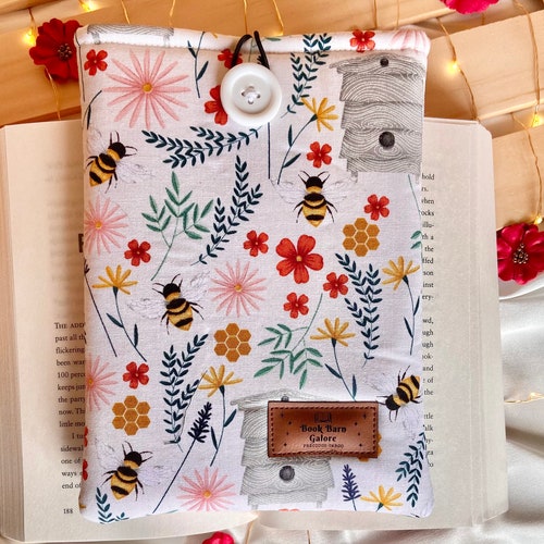 Mustard Folkwood Book Sleeve / With Button Closure / Padded / Etsy