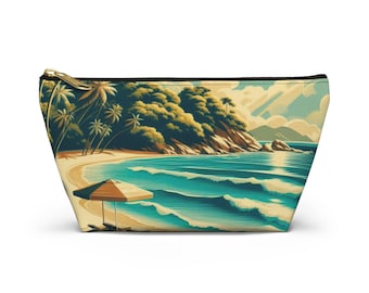 Beach Island Art Deco Painting | Accessory Pouch w T-bottom