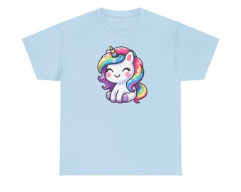 Unicorn Unisex Heavy Cotton Tee | T-Shirt Cute Fantasy Animal