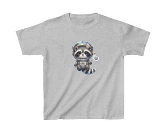 Space Racoon | Kids Heavy Cotton™ Tee | T-Shirt Love Heart Outer Stars Suit