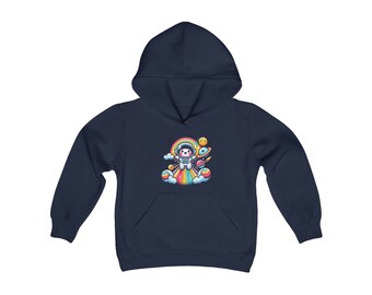 Happy Outer Space Rainbow Explosion! | Youth Heavy Blend Hooded Sweatshirt