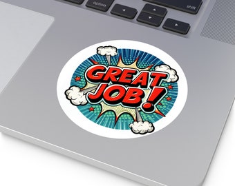Great Job! Explosion in Sky with Clouds | Round Vinyl Stickers