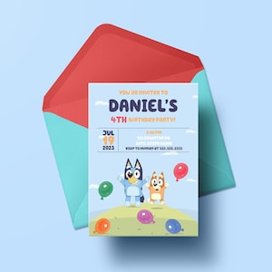 Bluey Birthday Invite - Digital Download - Editable PDF