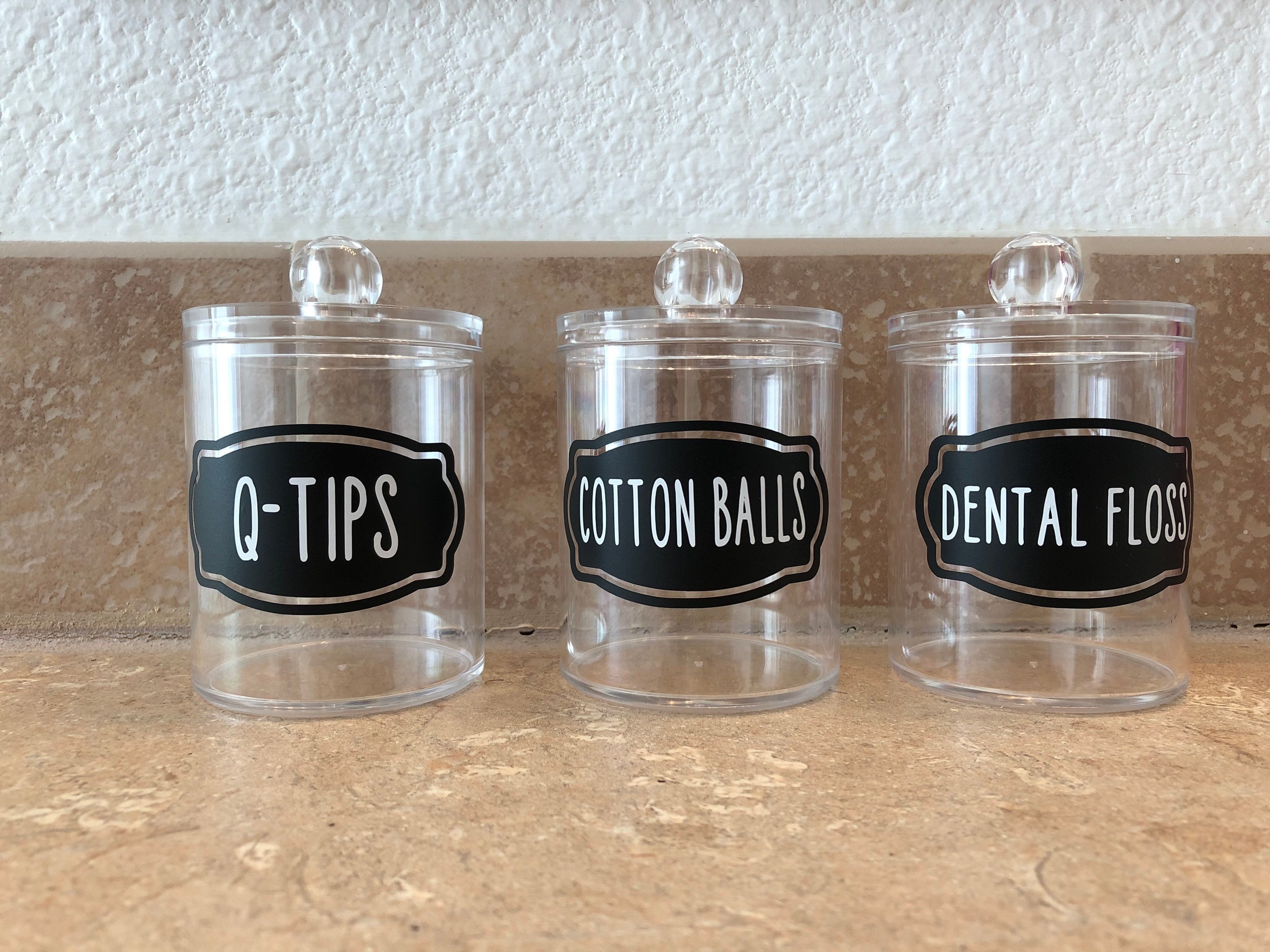 Bathroom Jars Dental Floss Qtips Cotton Balls Etsy