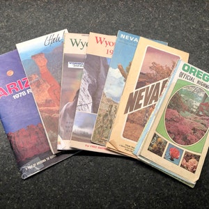 cartes routières vintage (7), Arizona, Utah, Wyoming, Nevada, Oregon