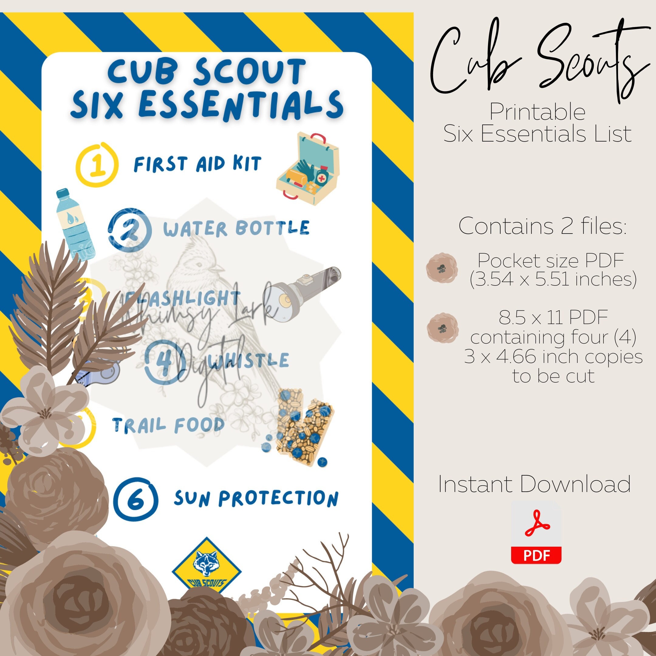 PRINTABLE Cub Scouts Six Essential Lists pocket Size Etsy