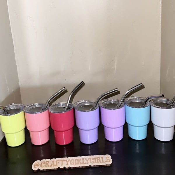 2 Oz Mini Tumbler With Straw Etsy