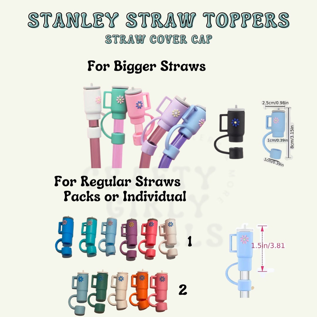 Straw Covers Cap for Stanley Cup, 4PCS Sunflower Cactus 10MM Straw Cover,  Silicone Straw Covers Cap Straw Topper for Stanley 30&40 Oz Tumbler,Straw