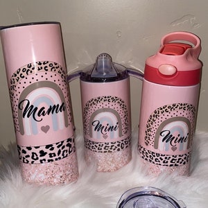 Mama mini Girl Tumbler Set Rainbow Pink