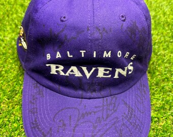 Czapka z daszkiem Baltimore Ravens NFL Strapback z autografem VTG - 10+ autografów