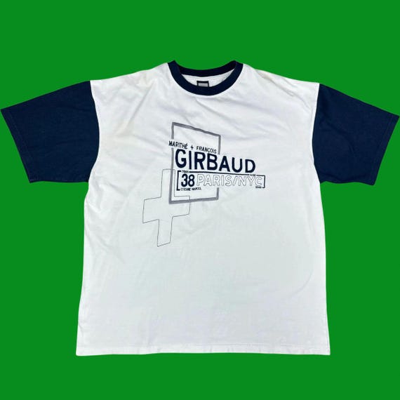 Marithé + François Girbaud, VTG Marithé + François Girbaud Paris/NYC T-Shirt – White w/ Navy Sleeves
