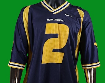 Camiseta Nike de fútbol americano retro de la NCAA azul número 2 de la Universidad de West Virginia VTG