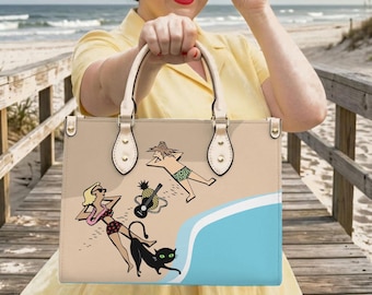 Mid-century Modern Beach Purse - Atomic Cat Coastal Handbag