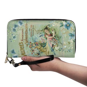 Alice in Wonderland Vegan Leather Wallet: Victorian Book Clutch