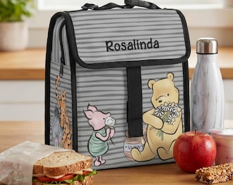 Winnie the Pooh Lunch Bag - Personalized Classic Storybook Friends Flip-top Lunch Tote
