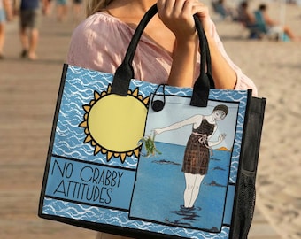No Crabby Attitudes Beach Tote - Sassy Summer Handbag