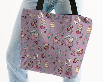 Baking Tote Bag Loves to Bake Handbag Pastry Baker Shoulder Bag Tote Purse Dessert Lover Gift for Baker Mom Pastry Chef Canvas Zip Tote