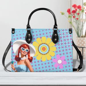 Mod 60s Pop Art Handbag: Mid Century Modern Martini Gal Flower Purse