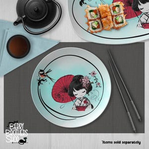Geisha Dinner Plate: Japanese Sakura Blossom Table Setting