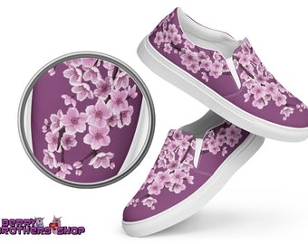Cherry Blossom Sneakers Sakura Skater Shoes Floral Slip On Shoes Women’s Slip-On Canvas Shoes