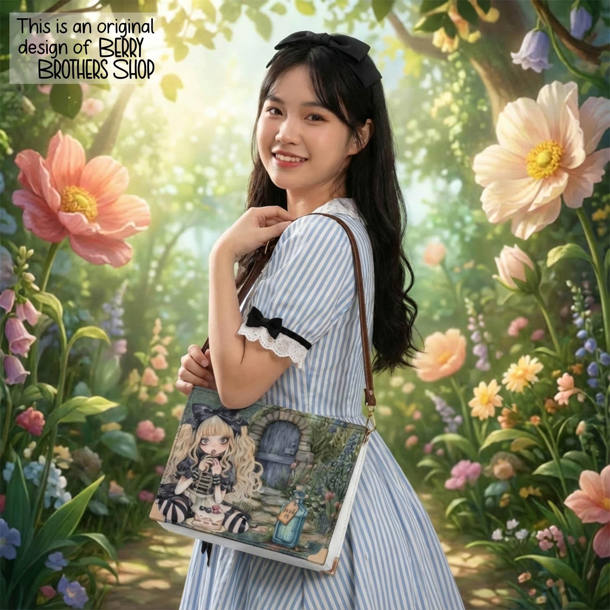 Teary Alice in Wonderland Book Purse Crossbody NEW Fantasy Gothic Style Handbag alictulb-1_1200x1200.jpg?v=  main image 3