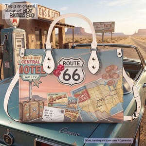 Route 66 Road Trip Handbag - Retro Travel Purse