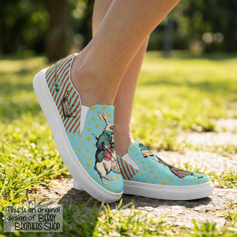 Alice in Wonderland Canvas Sneakers - Whimsical Storybook Slip-On Shoes image 2