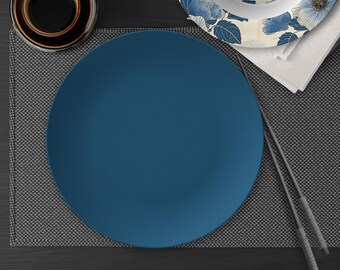 Blue Dinner Plate - Japanese Floral Tableware - Decoware Dinnerware - Polymer