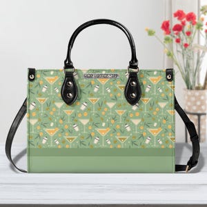 Mid Century Modern Martini Handbag: Retro Faux Leather Shoulder Bag