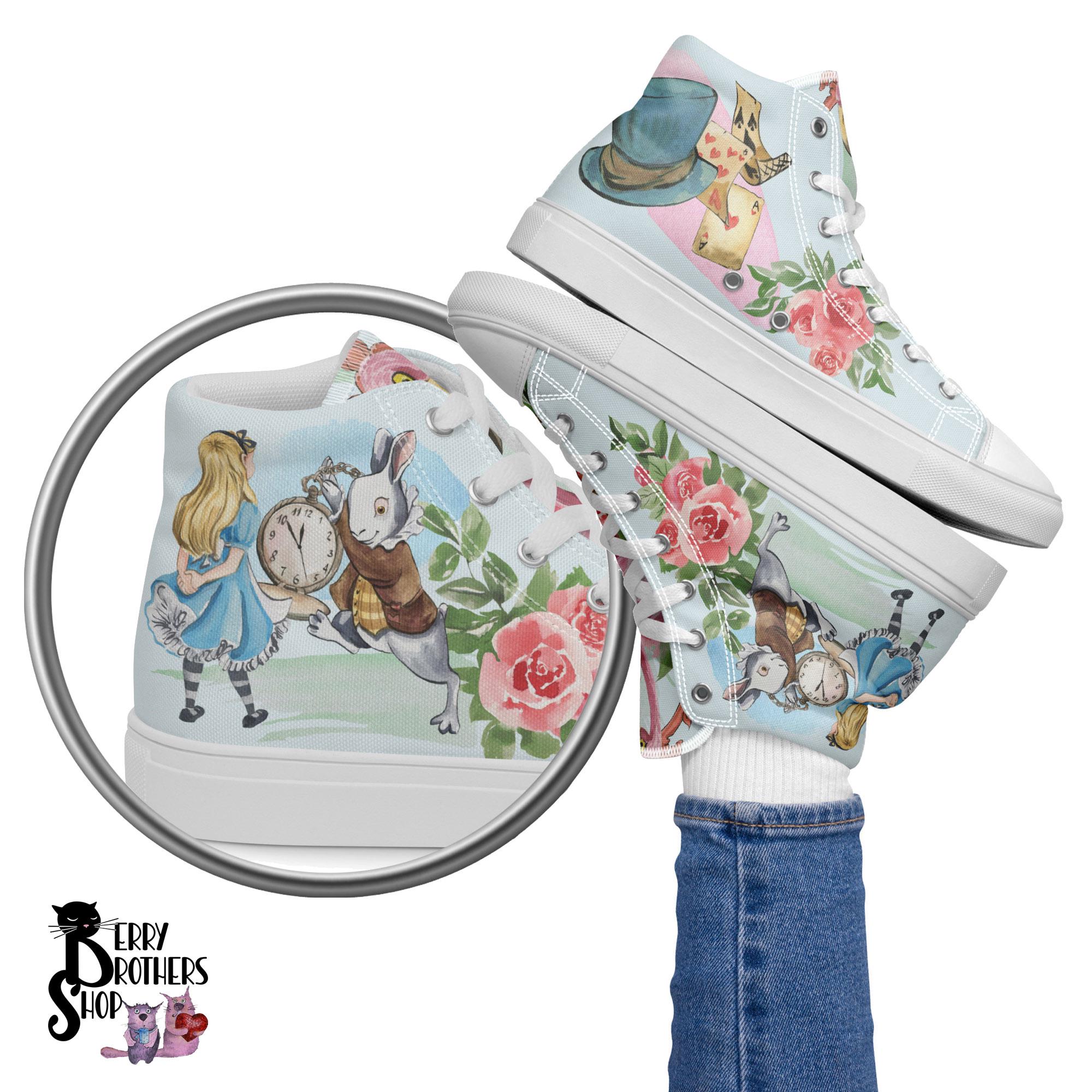 Zapatillas altas de Alicia en el País de las Maravillas: extravagantes zapatos de conejo blanco