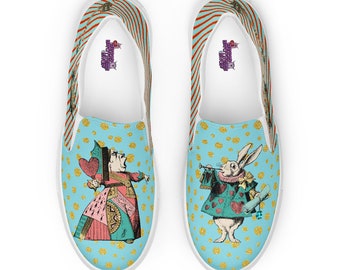 Classic Alice in Wonderland Skater Shoes - Fantasy Slip-on Sneakers - Literature Lover - Book Worm Gift