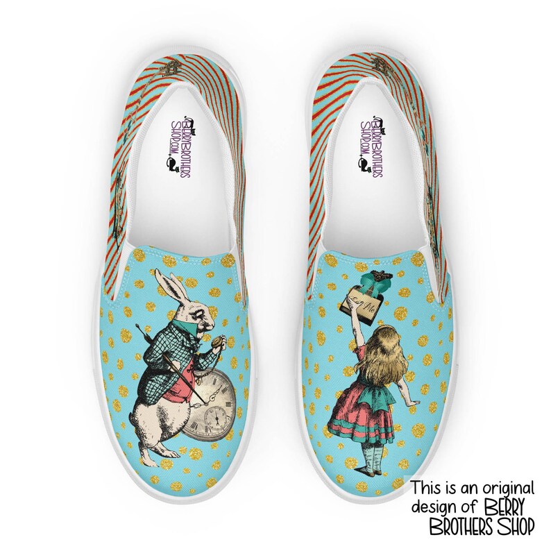 Alice in Wonderland Canvas Sneakers - Whimsical Storybook Slip-On Shoes image 5