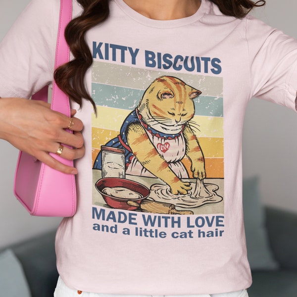 Cat Tshirt Kitty Biscuits T-shirt Funny Cat Making Biscuits Shirt Baking Cat Mom Gift Loves to Bake Feline Baker Shirt Pastry Chef