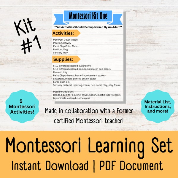 Montessori Activity Guide 5er Set | Vorschulaktivitäten | Kindergarten Aktivitäten | Lernwerkzeuge für Kinder