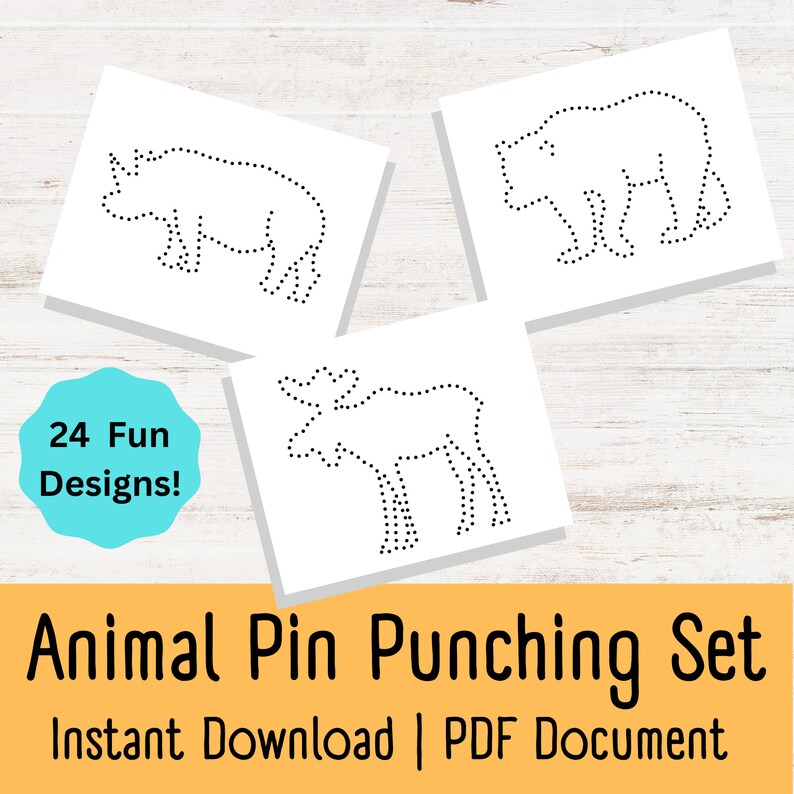 Montessori Pin Punching Sheets Preschool Activities Pin Poking Animals