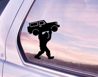 Bigfoot Throwing Car Vinyl Decal | Sasquatch Sticker | Easter Egg Decal | Multiple Colors