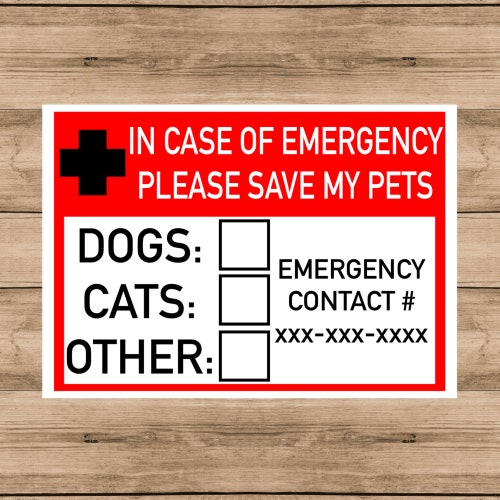 Emergency Pet Decal Emergency Pet Rescue Window Pets Inside - Etsy