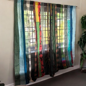 Rideaux saree recyclés faits main avec des bandes de saree Rideau transparent hippie bohème saree pour fenêtre et porte
