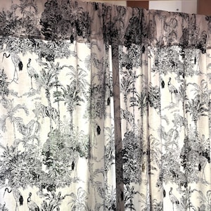 Handgefertigte Französisch Schwarz Toile De Jouy Dschungel Print Vorhang Elegante Baumwolle Fenster Behandlung für Schlafzimmer Wohnzimmer Klassische Wohnkultur Akzent