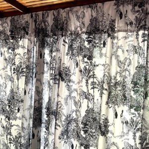 Handgefertigte Französisch Schwarz Toile De Jouy Dschungel Print Vorhang Elegante Baumwolle Fenster Behandlung für Schlafzimmer Wohnzimmer Klassische Wohnkultur Akzent