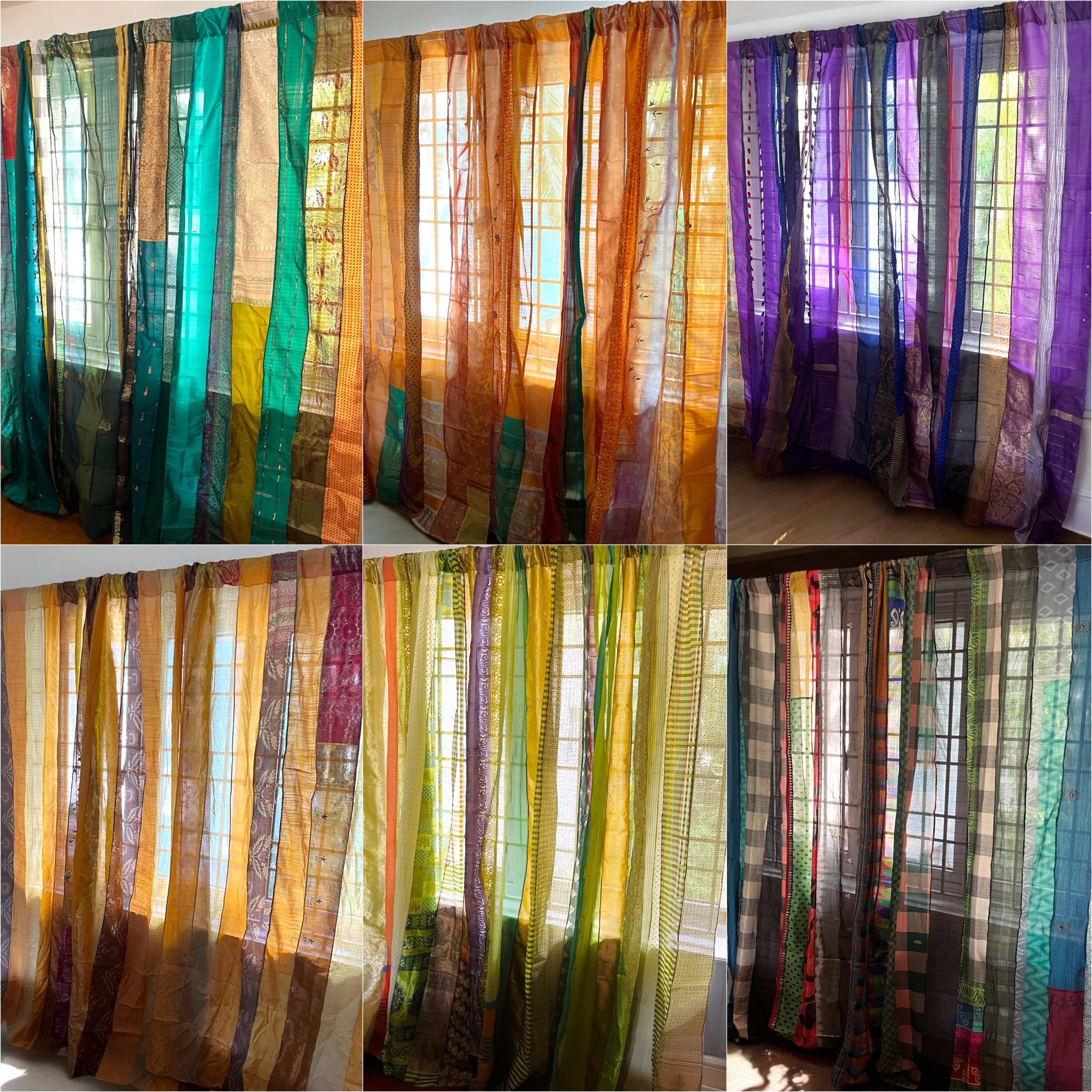 Boho Saree Curtains Upcycled Handmade Saree Curtain With Saree Strips ...