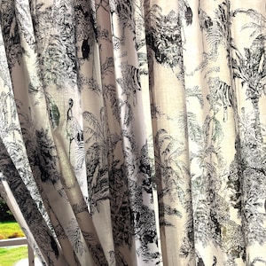 Handgefertigte Französisch Schwarz Toile De Jouy Dschungel Print Vorhang Elegante Baumwolle Fenster Behandlung für Schlafzimmer Wohnzimmer Klassische Wohnkultur Akzent