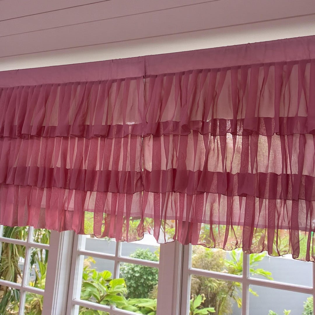 Rosette Glow Semi Sheer Ruffle Curtains Shabby Chic Breezy Window ...